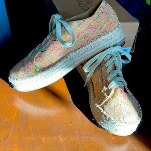 Rainbow cork shoes! Brand new in box, never worn!